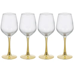 Verre à vin transparent pied doré x4^Gifi