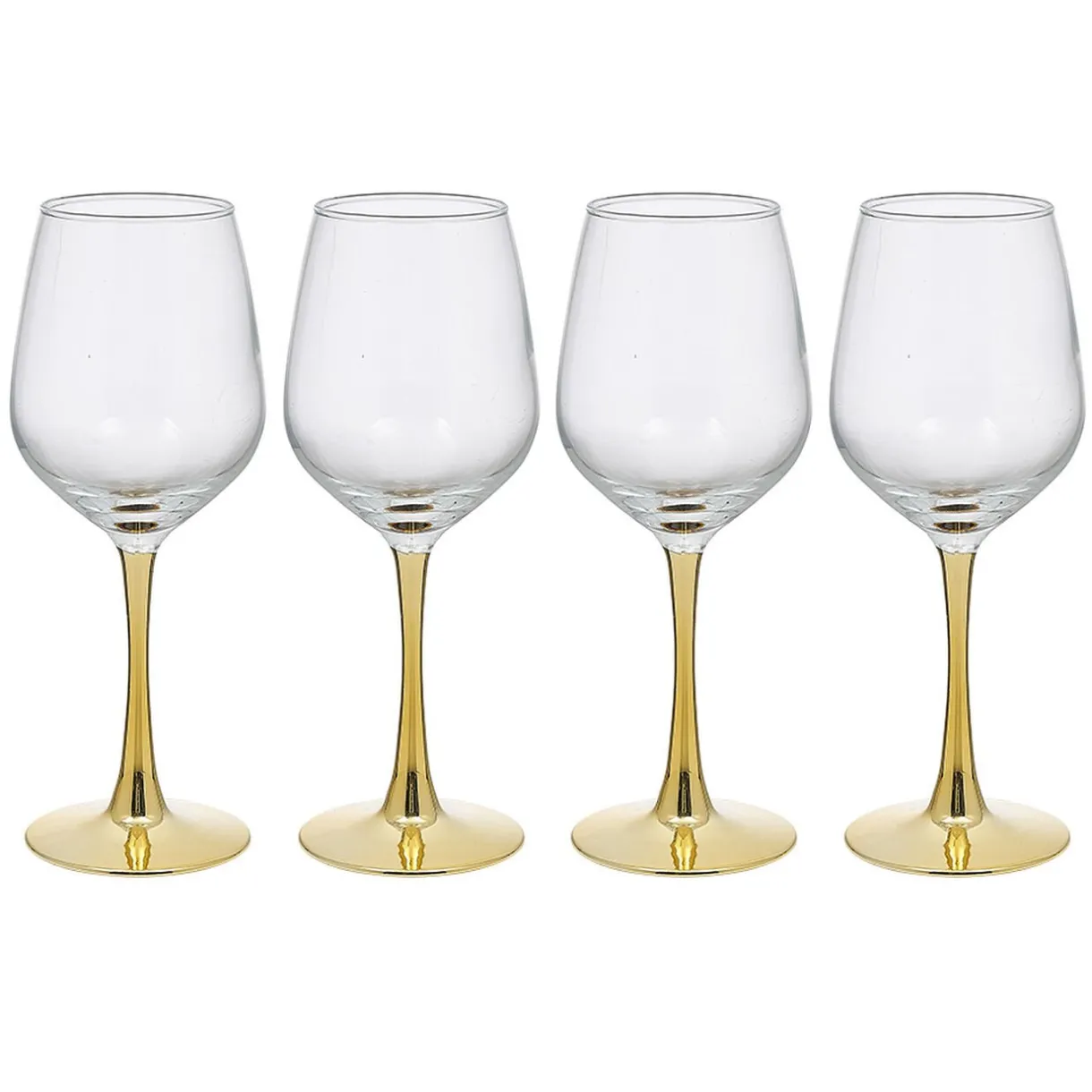 Verre à vin transparent pied doré x4^Gifi