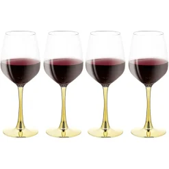 Verre à vin transparent pied doré x4^Gifi