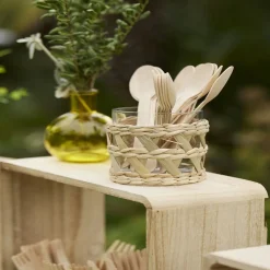 Verre bas transparent avec raphia Ø8xH9cm^Gifi Clearance