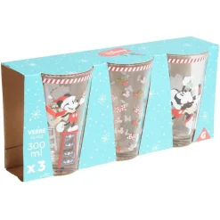 Verre Disney Noël Mickey Minnie 30cl x3^Gifi Best