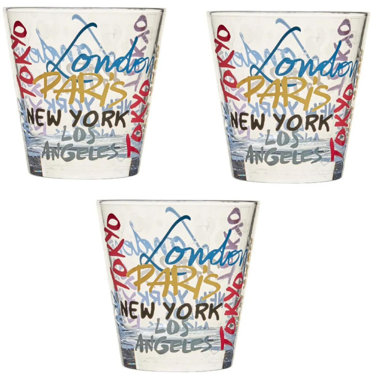 Verre gobelet transparent déco cities multicolore x 3^Gifi Discount