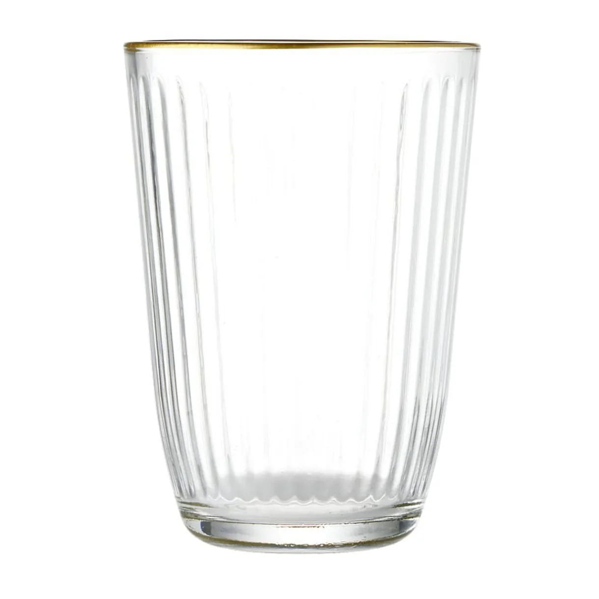 Verre haut strié bord doré 39,5cl Ø8,5cm H12cm^Gifi Best