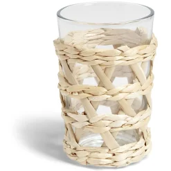 Verre haut transparent avec raphia Ø8xH12,5cm^Gifi Discount