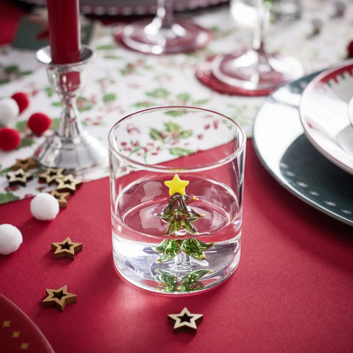 Verre Noël transparent avec centre sapin 3D Ø8xH8,5cm^Gifi Sale