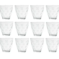 Verre transparent motif relief fleur x12^Gifi New