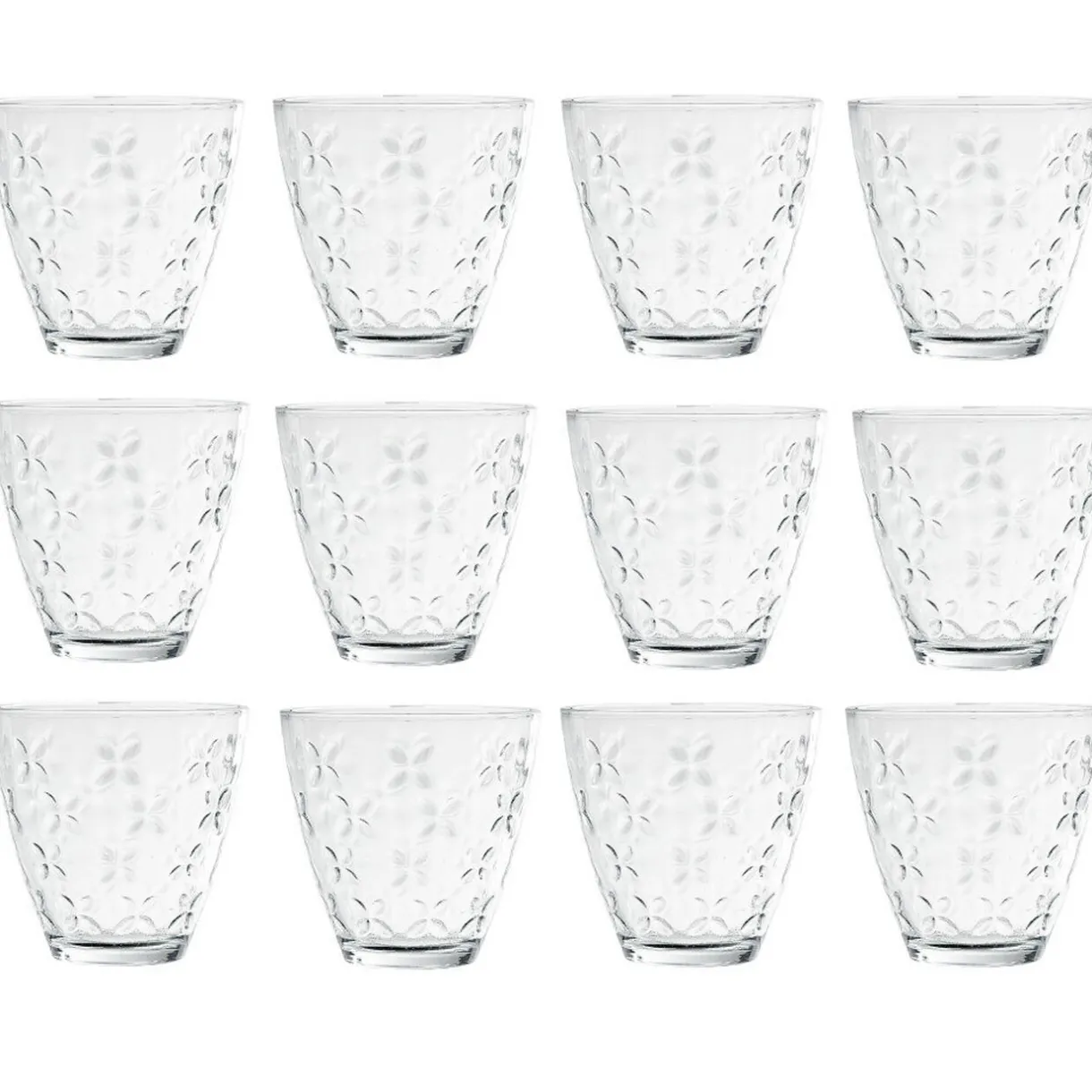 Verre transparent motif relief fleur x12^Gifi New