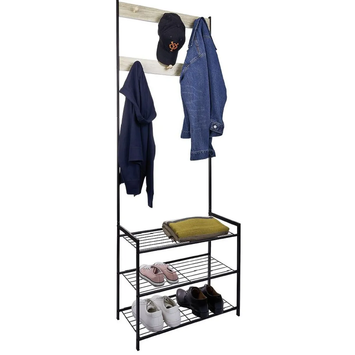 Rangement|Gifi Vestiaire en bois et métal style industriel