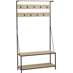 Rangement|Gifi Vestiaire et range chaussures en bois et métal noir WILLIAM