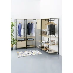 Rangement|Gifi Vestiaire et range chaussures en bois et métal noir WILLIAM