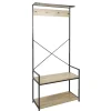 Rangement|Gifi Vestiaire métal et bois 4 crochets 2 niveaux 1 étagère