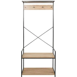 Rangement|Gifi Vestiaire métal et bois 4 crochets 2 niveaux 1 étagère